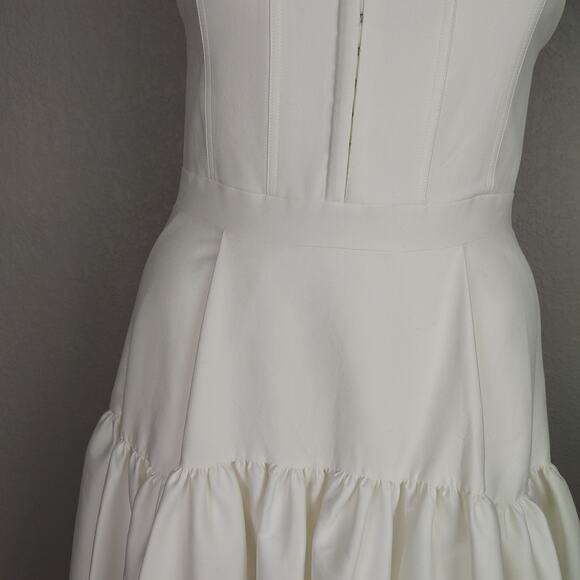 Alice + Olivia Diana Off White Sleeveless Structured Midi Dress Size 14 - Picture 9 of 16